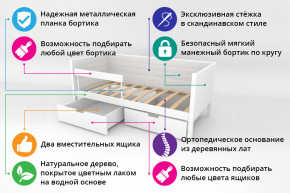 Кровать-тахта Svogen мягкая с ящиками и бортиком с фото белый/динозаврики в Орске - orsk.magazinmebel.ru | фото - изображение 2